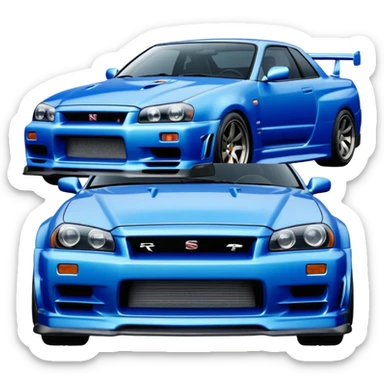 car Nissan Skyline GT-R R34 1999 like in the movie Fast and Furious, the design of the car should be the same as in the movie  sticker