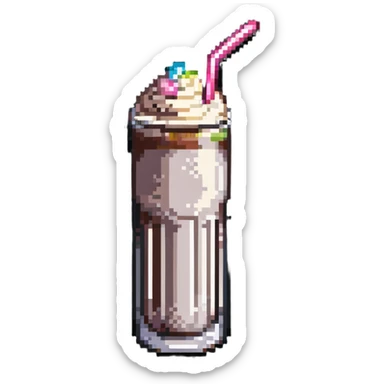 milkshake in a tall glass with a straw sticker