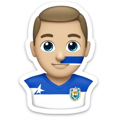 copa con una bandera detras azul y blanca sticker