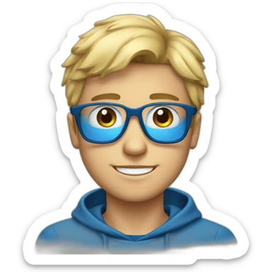 garçon jeune avec lunette bleu et blond au yeux bleu sticker