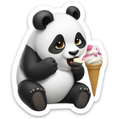 Panda eating ice cream sticker