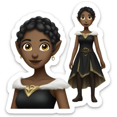 female elf fantasy black dress sticker