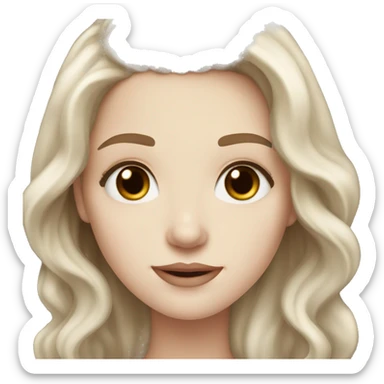 pale skin girl with long wavy brown hair dark brown eyes long lashes sticker