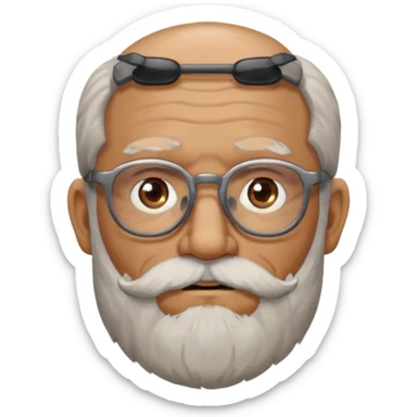 old man with big, scruffy beard wearing glasses sticker
