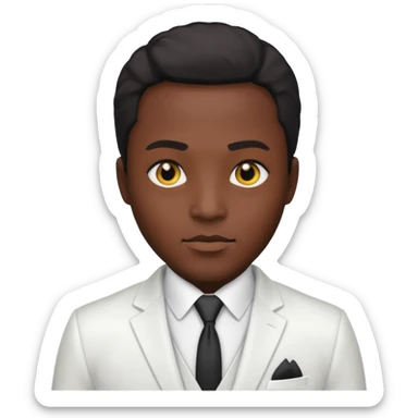 businessman, black skin, black eyes, white suit sticker