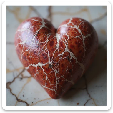 heart with a marble texture, photorealistic style, highly detailed, realistic lighting and reflections sticker