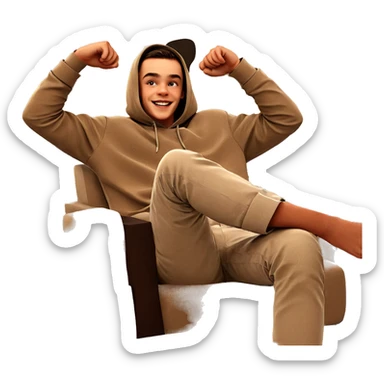 smiling boy sitting indoors sticker