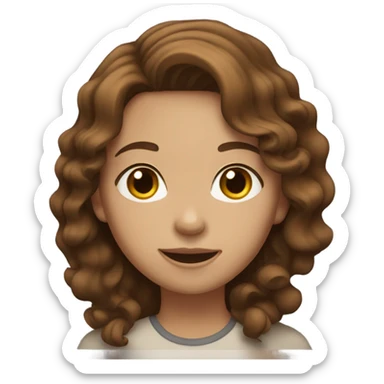 gril wave brown oscurated hair brown eyes sticker