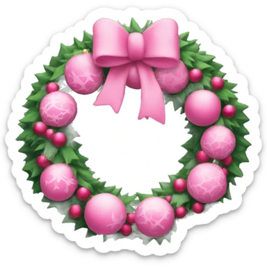 Pink Christmas wreath sticker