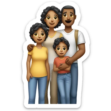 Familia de 5 personas mamá y papá dos niños y una niña  sticker