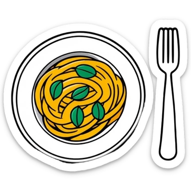 Italian pasta plate with fork sticker