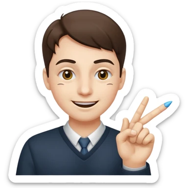 A  face with one eye skuinting and and ther hand with only ther pointer finger in there mouth them smiling sticker