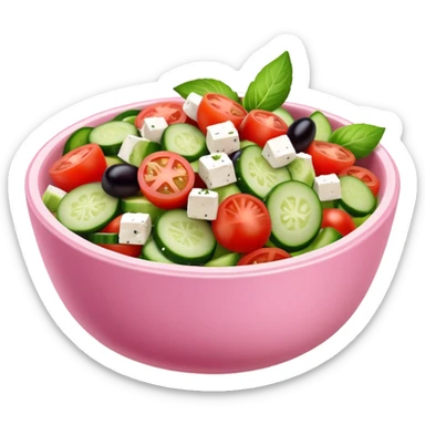 super realistic greek salad in pink bowl sticker
