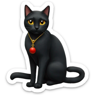 black cat ,  in red dress , astrology  sticker