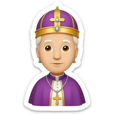 Pope Leo XIV as an expressive emoji icon, simplified, bold outlines, flat colors sticker