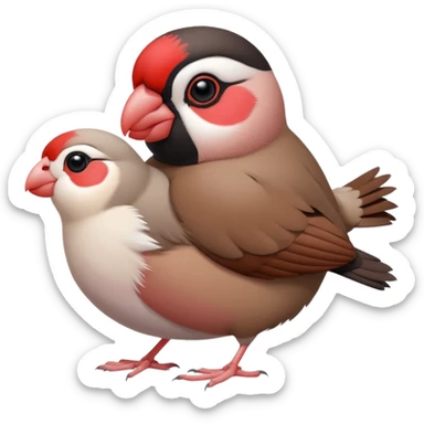 Java sparrow squashed by two hands like 🫸🫷 sticker