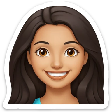 young latina woman with long dark hair smiling sticker