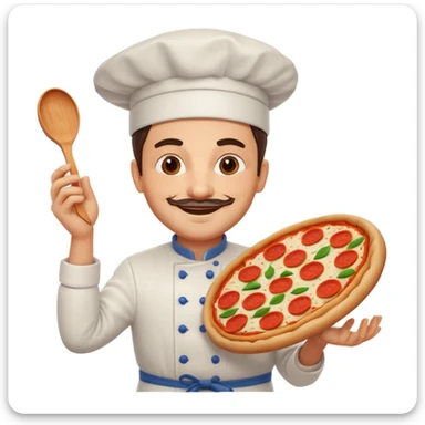 smiling Italian chef spinning pizza dough sticker