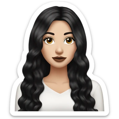 White Girl with long black hair, thick mink eyelash extensions and lip fillers sticker