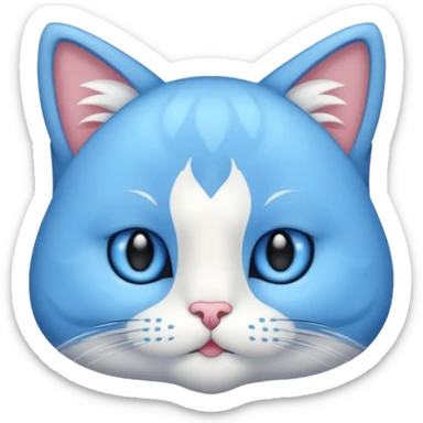 Gato celeste con blanco y sin amarillo y con ojos azules animado sticker
