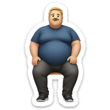 A fat guy eating with his body shown sticker