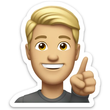 A light skin guy pointing his finger at you and laughing  sticker