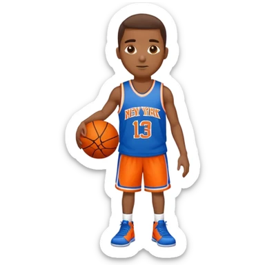 black man wearing a “NY” blue and orange basketball jersey  sticker