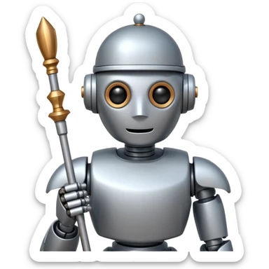 robot conductor, face only, with some staffs sticker