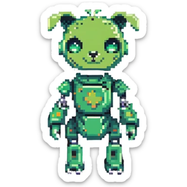 cute GIR robot from Invader Zim in green dog costume sticker