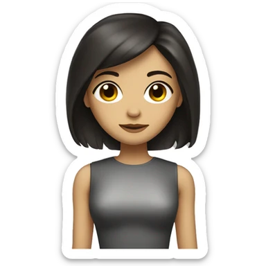 half robot half woman long dark hair and brown eyes sticker