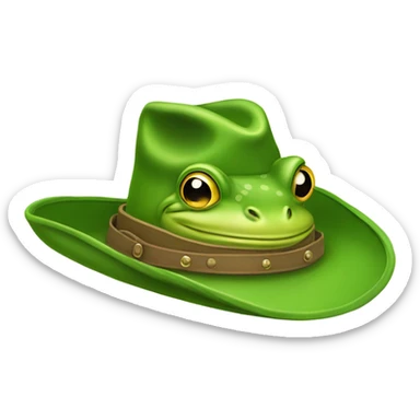 Green frog cowboy hat sticker