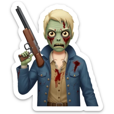 Hero shooting zombie with shotgun, dramatic lighting, horror action scene, no background











 sticker