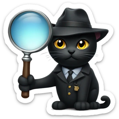 Black cat detective with magnifying glass  sticker