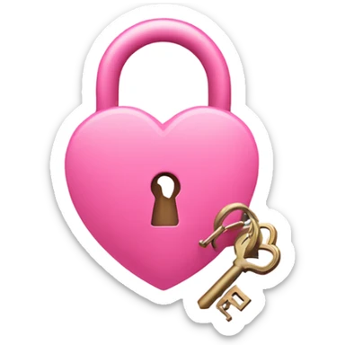 pink heart-shaped lock and key sticker