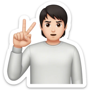 Human man Dark hair showing a middle finger towards the screen offensively  sticker