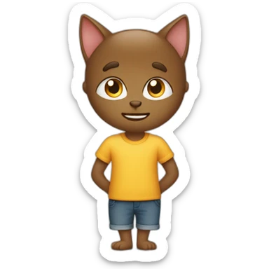Garçon colé derrière un chat sticker