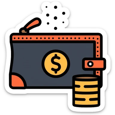 black purse with dollar symbol on it sticker