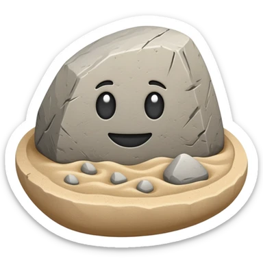 generate realistic detailed stone in 3d style with sand  sticker