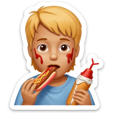 hotdog eating kid sticker