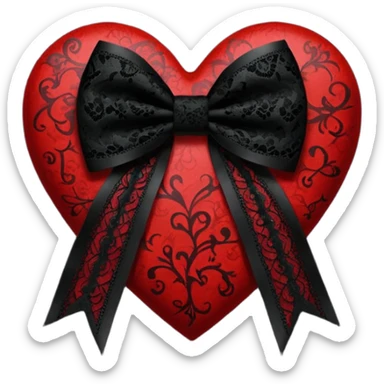 realistic gothic heart with a black lace bow sticker