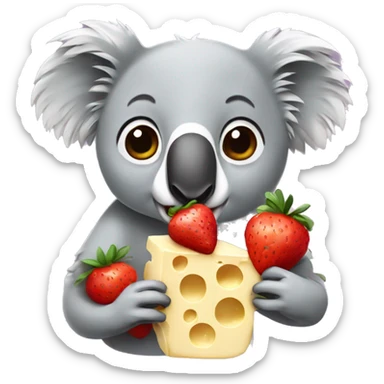 Koala eating strawberry and cheese sticker