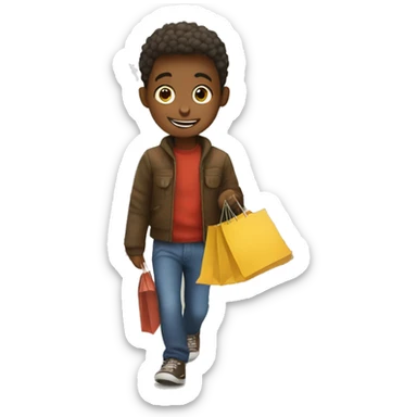 boy going christmas shopping, buying a lot of gifts sticker