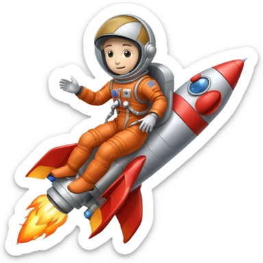 astronaut riding a rocket  sticker