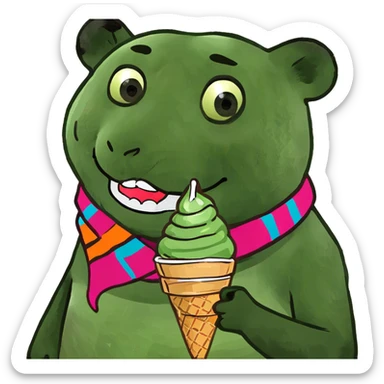Panda eating ice cream sticker