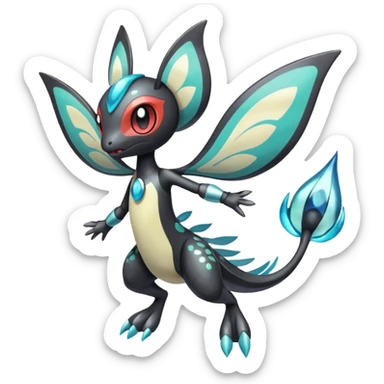 Splash-patterned emotional sparky sparky boom boom painful Meloetta-Guilmom-Salandit-Trico-Pokémon-Fakémon-fusion-hybrid-creature sticker