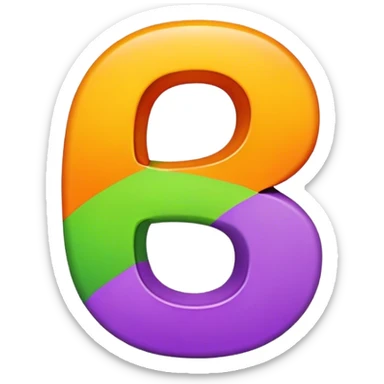Number 8 in purple, orange, green and yellow sticker