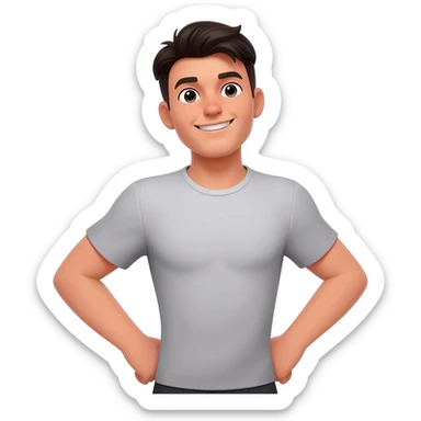 prideful expression with a distinct, universally recognized, nonverbal display characterized by a small smile, slight backward head tilt, expanded chest, and arms on hips or raised. sticker