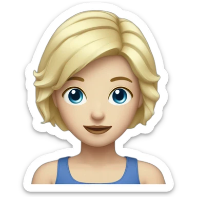 Blonde Girl with blue eyes and short hair with camera  sticker