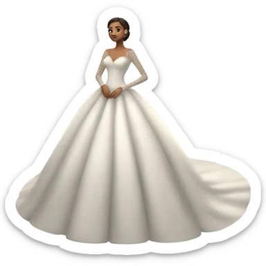Fancy ballgown wedding dress sparkly with long sleeves sticker
