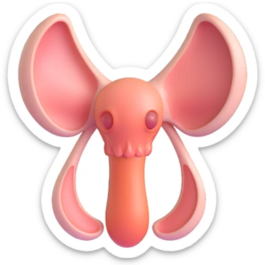3D icon no background: stylized uterus with polycystic ovaries, 3D effect, light colors, modern realistic style, aspect ratio 2:3 sticker